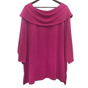 Catherines 3X Petite Cowl Neck Pink Tunic Top